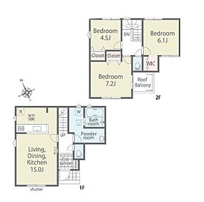 ◇全居室フローリング＆収納完備で快適な住まい♪
◇WICを備えた収納豊富な間取り♪
◇リビングの様子も分かりやすい対面式キッチン♪
◇日当たり良好なルーフバルコニー♪ 