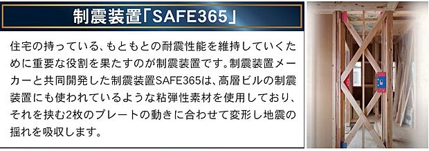 【SAFE365(制震バンパー)】耐震+制震構造で耐震等級3。制震ダンパーは特許取得