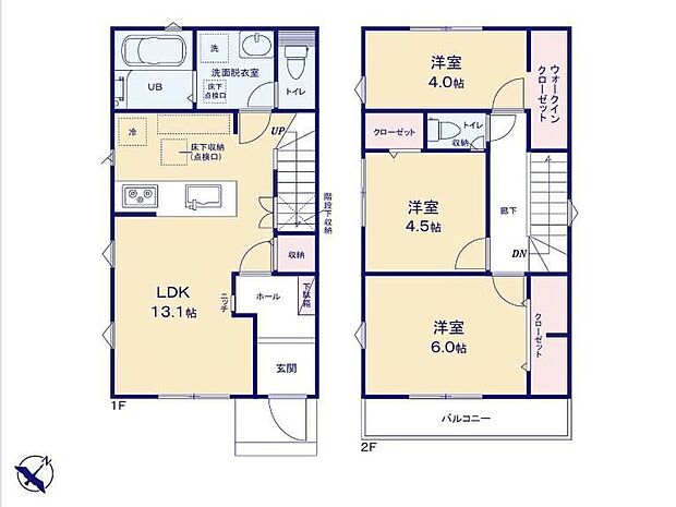 (1号棟)、価格4480万円、3LDK、土地面積96.65m2、建物面積74.52m2 