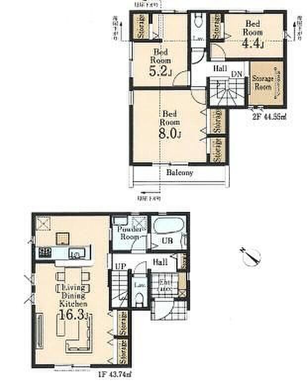 (2号棟)、価格3080万円、3LDK+S、土地面積112.52m2、建物面積88.29m2
