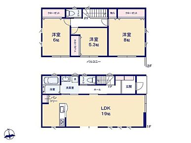 全室フローリング＆南向きの明るいお住まい♪3部屋から出入り可能のバルコニーは洗濯動線もスムーズ◎人気の対面式キッチンを採用。 