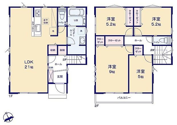 【4LDK】3面採光のLDKは広々21帖超♪ビルトイン食洗機が標準搭載!!仮に「使わない・・」というご家庭でも、洗い終わった食器の水切りや乾燥として使っている方も多いです!!