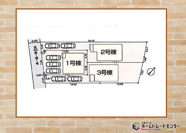 【全体区画図】カースペースは2～3台分！空いたスペースは駐輪場としてもお使いいただけます♪