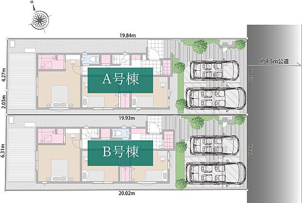 第1種低層住居専用地域/南東側約4.5m公道面/整形地