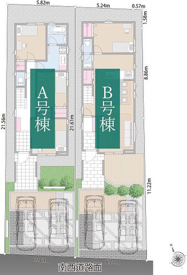 建物30.9坪+カースペース並列2台分