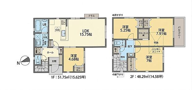6号棟　4LDK　5930万円　土地面積125.2m2　建物面積100.04m2