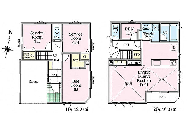1号棟　1LDK+3S　4880万円　土地面積71.30m2（21.57坪）　建物面積95.44m2（28.87坪）