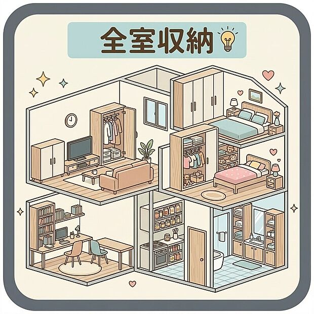 【全室収納】「物があふれない」心地よさ。全室に使い勝手の良い収納つき!