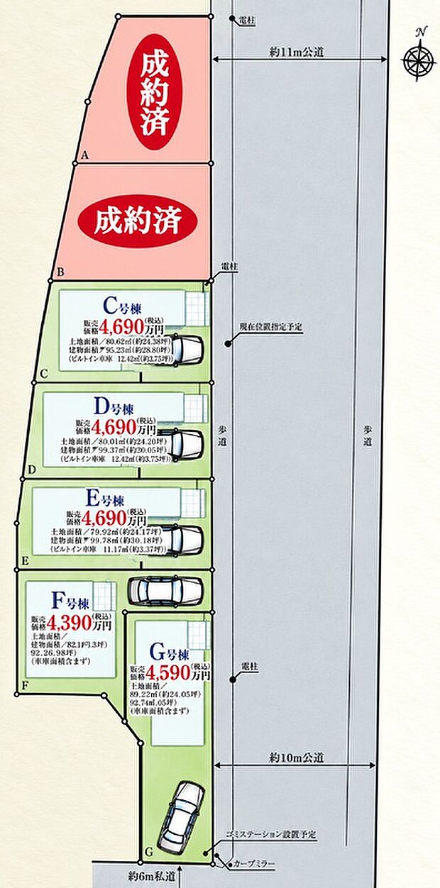 【-】全7棟区画。残り5棟!全棟車1台駐車可♪