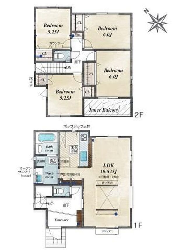 (１号棟)、価格3738万円、4LDK、土地面積128.68m2、建物面積105.78m2 