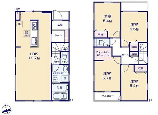 (1号棟)、価格4780万円、4LDK、土地面積104.18m2、建物面積97.7m2

