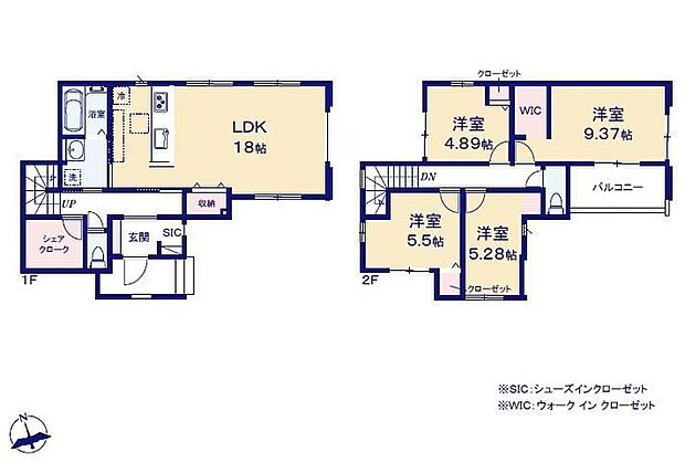 (１号棟)、価格5499万円、4LDK、土地面積135.69m2、建物面積107.68m2 