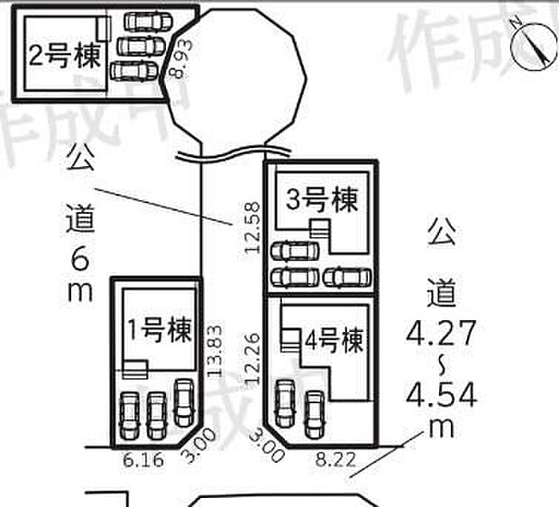 １号棟　３，８８０万円
２号棟　３，６８０万円
３号棟　３，７８０万円
４号棟　４，０８０万円