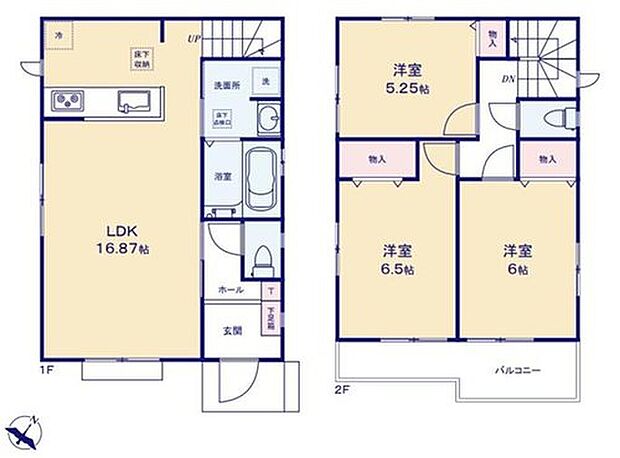 【3LDK】対面式キッチン仕様の約１６．８７帖リビング♪
各居室に収納スペース完備♪
２部屋から出入りできる便利な南側ワイドバルコニー♪
玄関先から中が見えにくいクランクイン仕様♪