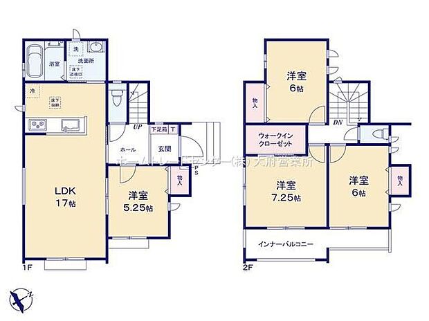 【4LDK】対面式キッチン仕様の約１７帖リビング♪
２階全室６帖以上の広々プライベート空間☆
WICがあり、各居室に収納スペース充実♪
日当たり良好な南東側バルコニー♪