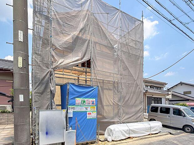 【現地外観写真】建築中のためモデルハウスで構造説明会を開催しております☆設備や構造などご説明いたします！お気軽にお問い合わせください♪