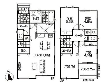対面式キッチン仕様の広々約２１．２帖リビング♪約１１．５帖の居室を２部屋に分けられます♪各所・各居室にも収納スペース充実♪２部屋から出入りできる南側バルコニーは日当たり良好♪ 