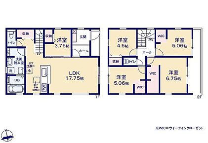 南向き対面式キッチン仕様の約１７．７５帖リビング♪
LDKと洋室を一体できる人気の間取り♪
WICがあり、各所・各居室にも収納スペース完備♪
２部屋から出入りできる日当たり良好な東側バルコニー♪ 