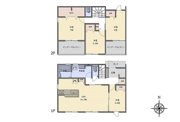 【4LDK】明るい光がたっぷり差し込む、全居室南向きのお住まい♪主寝室の大容量WICはご夫婦で分けて使うのもおススメです!