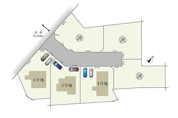 【全体区画図】4号地 4,790万円
5号地 4,590万円
6号地 5,090万円