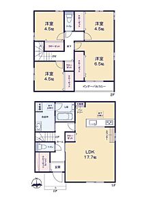 広々17.7帖のLDK！家具選びやレイアウトの幅が広がります♪
あると便利なパントリーやリビング収納完備でお部屋をスッキリ！
お子様も自分で靴がしまいやすい大型のシューズインクローク付き☆ 