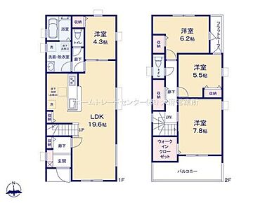 対面式キッチン仕様で南向き約１９．６帖リビング♪LDKと洋室を一体できる人気の間取り♪主寝室約７．８帖の広々プライベート空間♪WICがあり、各所・各居室にも収納充実♪陽当り良好な南側バルコニー♪ 