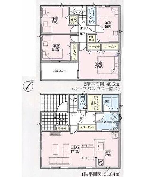 【4LDK】対面式キッチン仕様の約17.2帖リビング♪
大きな荷物も収納可能なウォークインクローゼット付き♪
玄関がすっきり片付く土間収納付き♪
天候の変化にも安心な南側インナーバルコニー♪