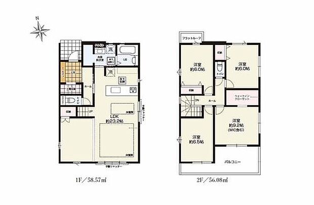 【4LDK】3面採光のリビングは広々23帖超♪
全居室6帖以上のゆとりのある間取り♪
洗面所は広めに確保♪リネン庫付き♪
SICやリビング収納、WIC完備でお部屋スッキリ!