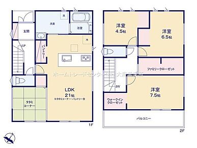 対面式キッチン仕様の広々約２１帖リビング♪リビングに隣接したホッと落ち着く畳コーナー♪WICやパントリーがあり、各所・各居室にも収納スペース充実♪南東側バルコニーは日当たり良好♪ 