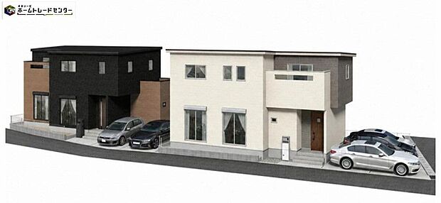 【完成予想図(外観)】一戸建ての大きなメリットは、「自分の土地」を自由に使えること。好きなペットが飼えるほか、ガーデニングやＤＩＹ、車やバイクの手入れなど様々な趣味を楽しめます♪
