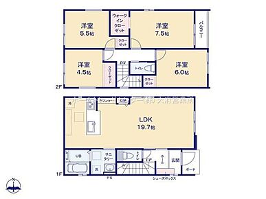 対面式キッチン仕様の約１９．７帖リビング♪
各居室に収納完備でお部屋も片付けやすいです♪
大きな荷物も収納可能なウォークインクローゼット付き♪
日当たり良好な南側バルコニー♪ 