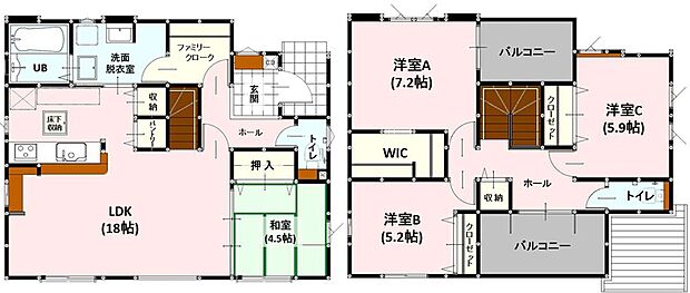 1階の和室は客間としてもピッタリ♪　2階にマイルームを持てる4SLDKの間取りです