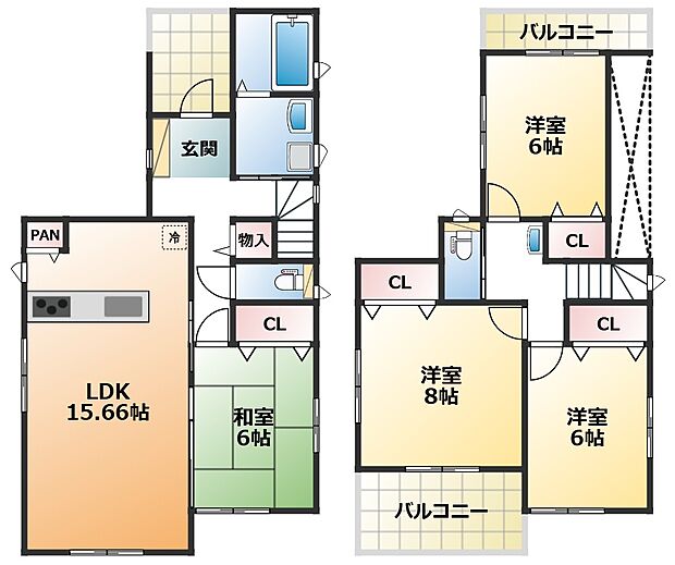 南向きで陽当たりの良い間取りです