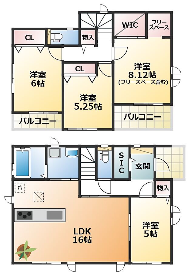 南向きで陽当たりの良い間取りです