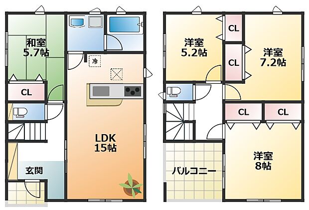 南向きで陽当たりの良い間取りです