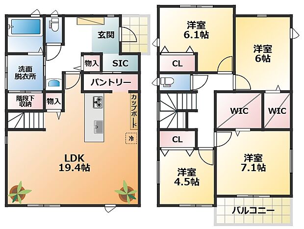 南向きで陽当たりの良い間取りです
