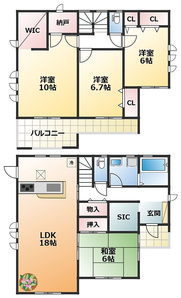 全室南向きで陽当たりの良い間取りです