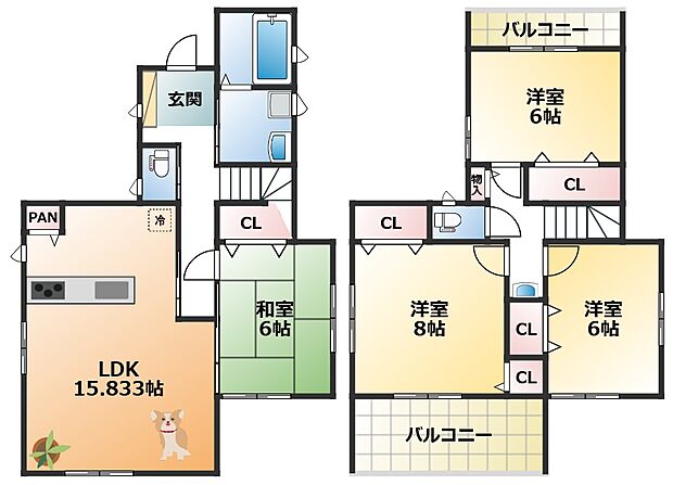南向きで陽当たりの良い間取りです