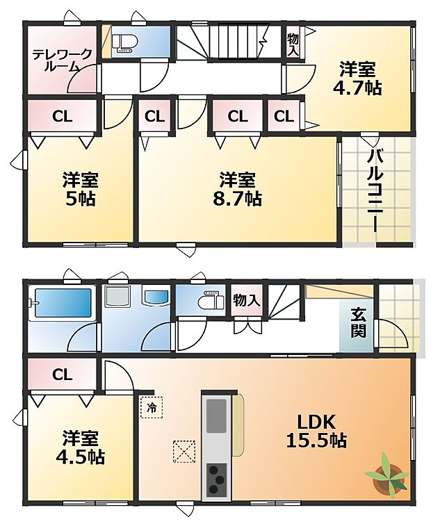 全室南向きで陽当たりの良い間取りです