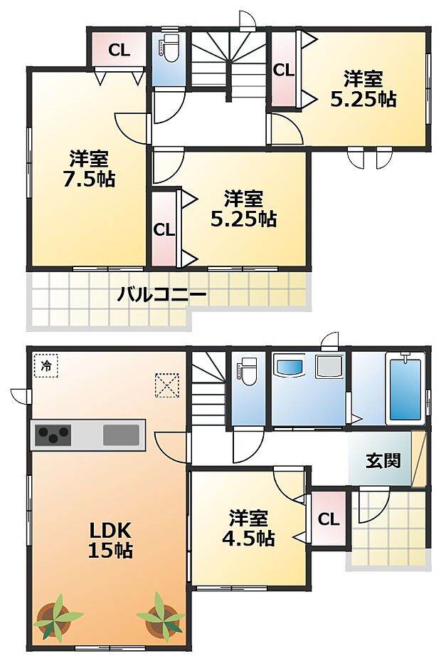 全室南向きで陽当たりの良い間取りです