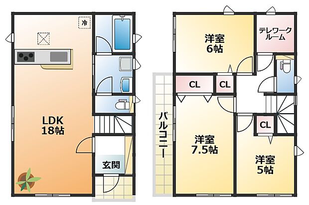 南向きで陽当たりの良い間取りです