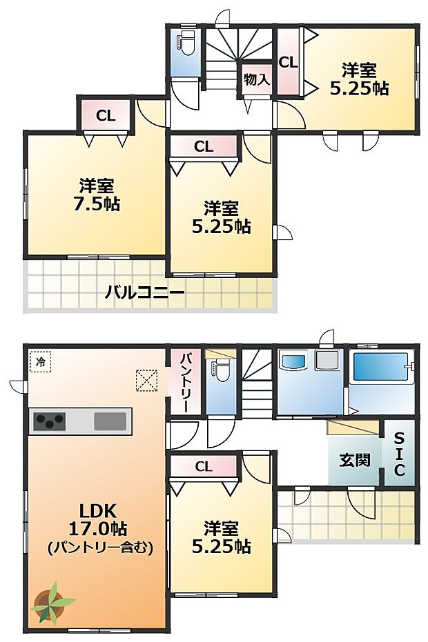 全室南向きで陽当たりの良い間取りです