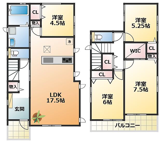 南向きで陽当たりの良い間取りです