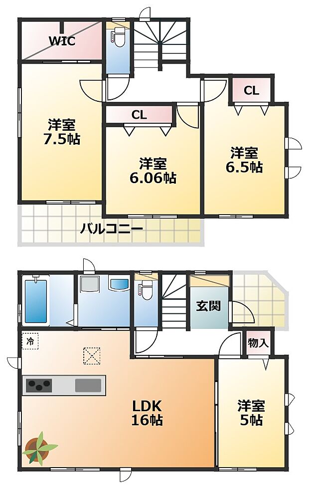 全室南向きで陽当たりの良い間取りです