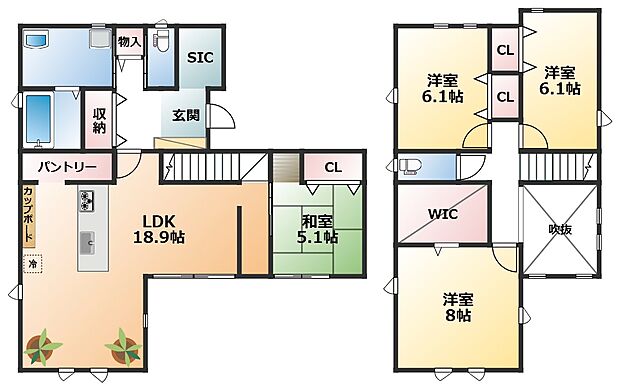 南向きで陽当たりの良い間取りです