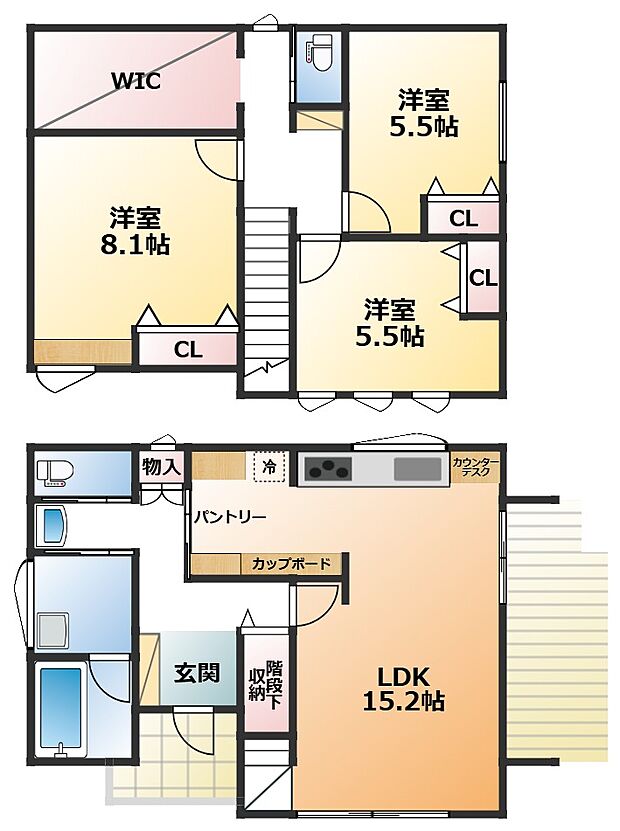 南向きで陽当たりの良い間取りです