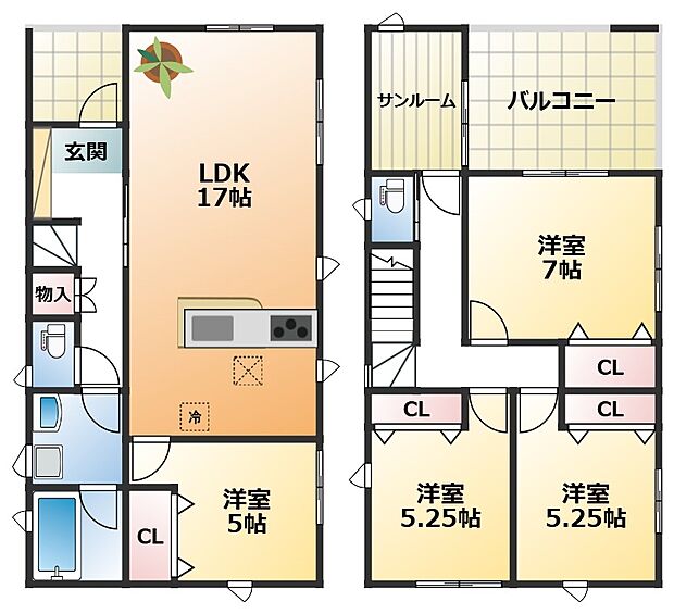 南向きで陽当たりの良い間取りです