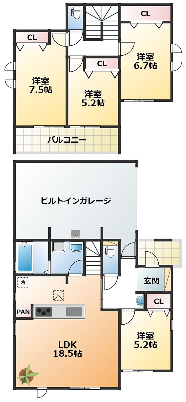 南向きで陽当たりの良い間取りです