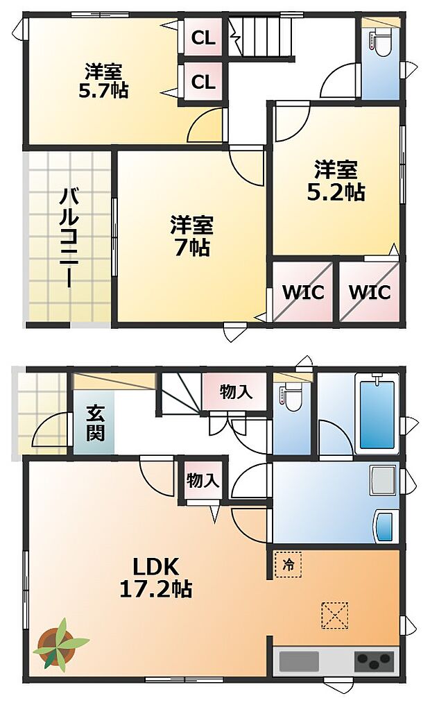 南向きで陽当たりの良い間取りです