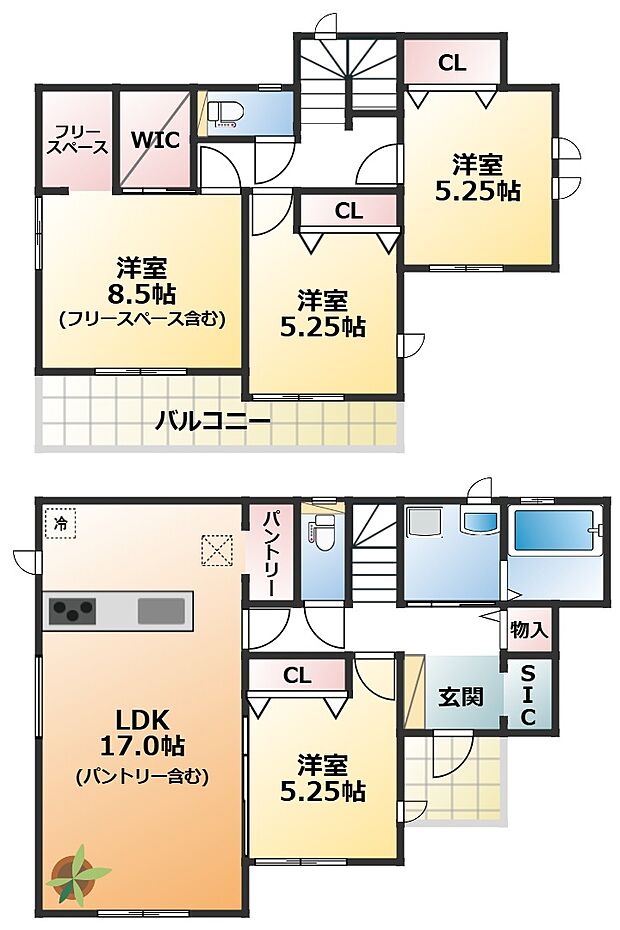 南向きで陽当たりの良い間取りです